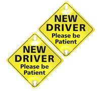 Amabro 2 cartelli per auto con scritta "Please Be Patient", con ventose riflettenti