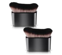 Amabro 2 pennelli da trucco, pennelli piatti per fondotinta, fard, portatili, per la protezione solare del viso, pennello kabuki per miscelare liquidi, crema in polvere, cosmetici, bronzer, lucidare,