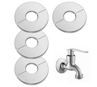 Amabro 4 piastre di copertura idrauliche, in acciaio inox, flangia divisa da parete rotonda, piastra di copertura autoadesiva per idraulica, 2,2 cm, coperture idrauliche per cucina, bagno, balcone