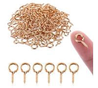 Amabro 400 piccoli occhielli a vite, 10 mm, con filettatura e occhielli in metallo, per la creazione di gioielli, ciondoli, perline, fai da te, colore: oro