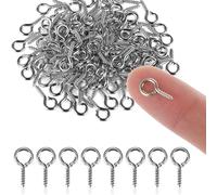 Amabro 400 piccoli occhielli a vite da 10 mm, mini perni con occhielli in metallo, ganci a vite per la creazione di gioielli, ciondoli, perle, fai da te (argento)