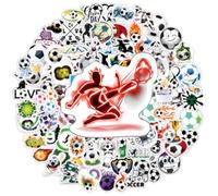 Amabro Confezione da 120 adesivi calcio, adesivi calcio sportivi impermeabili, simpatici adesivi calcio per scrapbooking, bottiglie d'acqua, laptop, auto, skateboard, custodia per cellulare