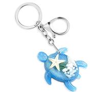 Amabro Portachiavi a forma di tartaruga marina, portachiavi da spiaggia con chiusura, ciondolo 3D a forma di tartaruga oceano, regalo di compleanno, Blu