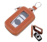 Amabro Portachiavi Per Telecomando Auto, Custodia In Pelle Per Chiave Dell'auto, Con Gancio In Metallo E Cerniera, Con Finestra Trasparente Portachiavi Pu Pelle Raccoglitore Chiave Cassa