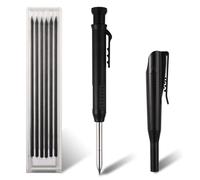 Amabro Set di matite per fori profondi, matite meccaniche solide da carpentiere con temperamatite incorporato Matite automatiche con coperchio per penna e 6 mine di ricambio (nero)
