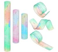 Amabro Set Righelli Flessibili, 3 Pezzi Righello 30 cm Righello 20 cm Righelli Trasparenti 15 cm Righello in Plastica Flessibile Righelli a Doppia Scala Righello Morbido Colorato per Ufficio Scuola