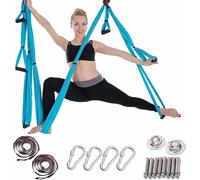 Amaca Aerea in Tessuto per Yoga, Altalena Yoga per Antigravità, Asciugamano Yoga Aereo, Fascia Fitness per Yoga, Imbracatura Yoga Non Elastica, Corda di Trazione Yoga Aerea, Sky Blue