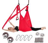 Amaca Aerea in Tessuto per Yoga, Altalena Yoga per Antigravità, Asciugamano Yoga Aereo, Fascia Fitness per Yoga, Imbracatura Yoga Non Elastica, Corda di Trazione Yoga Aerea, Red