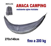 AMACA CAMPING CAMPEGGIO RESISTENTE NYLON 270x140cm 200kg GIARDINO ZAINO robusto