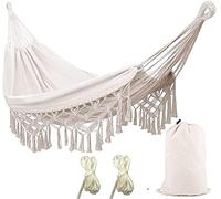 Amaca con Nappe Intrecciate A Mano, Doppia capacità di Carico di 200 kg, Amaca da Giardino in Cotone, Amaca Sospesa Portatile, Prodotti per Il Tempo Libero in Spiaggia per Famiglie