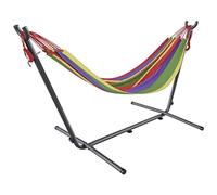 Amaca con Supporto Brasiliana Tessuto Cotone 250 cm Portata 200 kg Autoportante Struttura di sostegno in Acciaio Borsa Custodia Trasporto Inclusa Spiaggia Campeggio Terrazzo Balcone Giardino (Rosso)