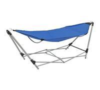 Amaca con supporto pieghevole in acciaio, blu, 241 x 76 x 70 cm, con borsa per il trasporto, robusto tessuto Oxford 600D, salvaspazio, resistente alle intemperie, per giardino, campeggio, balcone e