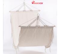 AMACA Cotone tela tessuto beige frange cm.80x200 giardino campeggio max kg.100