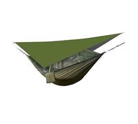 Amaca da campeggio con zanzariera e telo antipioggia e cinghie for alberi, tenda amaca portatile in nylon, compatibile for campeggio, escursionismo, viaggi in giardino(Green and blue)