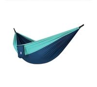 Amaca da campeggio doppia, in nylon per paracadute, per 2 persone, leggera e portatile, con borsa per il trasporto, perfetta per zaino in spalla e appendere l'albero, 279,4 x 139,7 cm (blu)