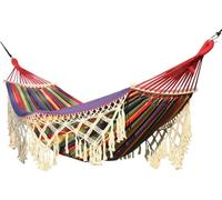 Amaca da campeggio in tela ispessita con barra in legno, stile bohémien, altalena per interni ed esterni, per escursioni e viaggi