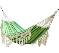 Amaca da campeggio in tela ispessita con barra in legno, stile bohémien, altalena per interni ed esterni, per escursioni e viaggi