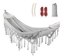 Amaca da Giardino con Nappe, Amaca Tessuto in Stile Bohémia con Travi Antirollio e Borsa da Trasporto per Campeggio, Esterno/Interno, Balcone, Patio