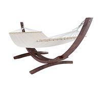 Amaca Da Giardino Con Supporto In Legno Robusto E Telo In Cotone Resistente Portata Max 150 Kg Ideale Per Esterno Terrazzo Balcone Piscina Design Moderno Magelang 320 x 100 x 100 Cm Colore Beige