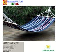 Amaca da Giardino Doppia Telo In Cotone Asse In Legno Relax Campeggio 150 x 200