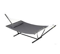 Amaca da Giardino Portatile con Cuscino Integrato, in Cotone, Poliestere e Acciaio, 368x93x110 cm, Grigio Scuro