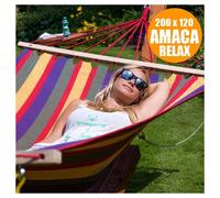 AMACA DA GIARDINO SINGOLA XL IN LEGNO COTONE RELAX CAMPEGGIO 200X120CM 2 COLORI