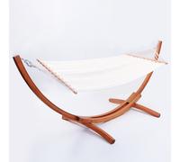 Amaca da giardino WOOD supporto legno cm. 310x120xh125 telo in cotone beige