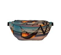 Amaca da spiaggia Sunset Marsupio stampato con grande capacità e doppie tasche, adatto per viaggi e sport.