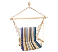 Amaca dondolo pensile a poltroncina sospesa asta e braccioli in legno corde di tenuta e tessuto Twist