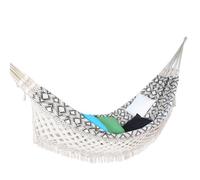 Amaca doppia Brasil Deluxe Jacquard Terra in cotone beige con bordo in macramè braun