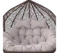 Amaca doppia per 2 persone, design in vimini nero, include cuscini, relax all'aperto, altalena portatile da giardino, sedia sospesa resistente e confortevole