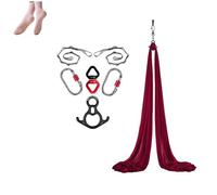 Amaca e altalena per yoga aerea (10 x 2,8 m), amaca da appendere per yoga, kit base per yoga, forte portante, set altalena per yoga, anti igravità, per tutti i livelli, fitness, bodybuilding (rosso