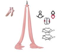 Amaca e altalena per yoga aerea (10 x 2,8 m), amaca da appendere per yoga, kit base per yoga, forte portante, set altalena per yoga, antigravità, per tutti i livelli, fitness, bodybuilding (rosa)