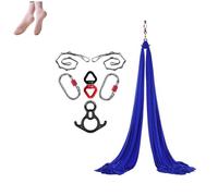 Amaca e altalena per yoga aerea (10 x 2,8 m), amaca da appendere per yoga, kit base per yoga, forte portante, set altalena per yoga, anti igravità, per tutti i livelli, fitness e bodybuilding (blu