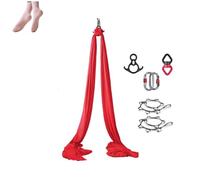 Amaca e altalena per yoga aerea (10 x 2,8 m), amaca da appendere per yoga, kit di base per yoga, forte portante, set altalena per yoga, anti igravità, per tutti i livelli, fitness, bodybuilding (rosso