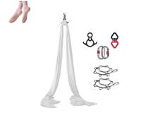 Amaca e altalena per yoga aerea (10 x 2,8 m), amaca da appendere per yoga, kit di base per yoga, forte portante, set altalena per yoga, antigravità per tutti i livelli, fitness bodybuilding (bianco)