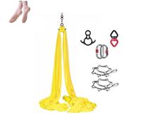 Amaca e altalena per yoga aerea (10 x 2,8 m), amaca da appendere per yoga, kit di base per yoga, forte portante, set altalena per yoga, antigravità, per tutti i livelli, fitness e bodybuilding (giallo