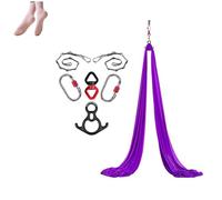 Amaca e altalena per yoga aerea (10 x 2,8 m), amaca da appendere per yoga, kit di base per yoga, forte portante, set altalena per yoga, antigravità, per tutti i livelli, fitness e bodybuilding (viola)