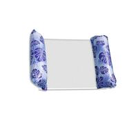 Amaca Galleggiante con Pompa d'aria Manuale Amaca Galleggiante Portatile Pieghevole Con Schienale In Rete Materasso Ad Acqua Gonfiabile A Strisce Per Piscina Sport Da Spiaggia(Dark Blue Leaves)