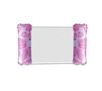 Amaca Galleggiante con Pompa d'aria Manuale Amaca Galleggiante Portatile Pieghevole Con Schienale In Rete Materasso Ad Acqua Gonfiabile A Strisce Per Piscina Sport Da Spiaggia(Pink Leaves Pattern)