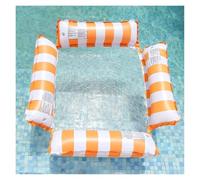Amaca Galleggiante con Pompa d'aria Manuale Poltrona gonfiabile a quattro tubi con letto galleggiante in rete amaca per divertimenti acquatici sedia pieghevole a righe(4 tubes orange)