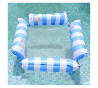 Amaca Galleggiante con Pompa d'aria Manuale Poltrona gonfiabile a quattro tubi con letto galleggiante in rete amaca per divertimenti acquatici sedia pieghevole a righe(4 tubes light blue)