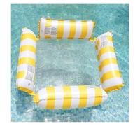 Amaca Galleggiante con Pompa d'aria Manuale Poltrona gonfiabile a quattro tubi con letto galleggiante in rete amaca per divertimenti acquatici sedia pieghevole a righe(4 tubes yellow)