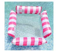 Amaca Galleggiante con Pompa d'aria Manuale Poltrona gonfiabile a quattro tubi con letto galleggiante in rete amaca per divertimenti acquatici sedia pieghevole a righe(4 tubes rose red)