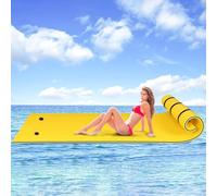 Amaca galleggiante in schiuma XPE, con cuscino, design per piscina, spiaggia, lago, giallo, 2,7 m x 1,5 m x 3,3 cm