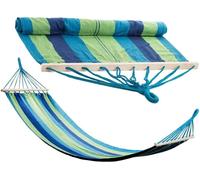 Amaca Giardino Campeggio Tessuto con Asta in Legno e Sacca Portatile per Esterno