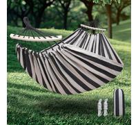 Amaca in cotone con cinghie per alberi, amaca portatile in tessuto con barra in legno curva, borsa da viaggio compatta, ideale per interni, giardino, patio, balcone
