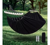 Amaca in cotone con cinghie per alberi, amaca portatile in tessuto con barra in legno curva, borsa da viaggio compatta, ideale per interni, giardino, patio, balcone