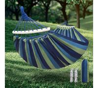 Amaca in cotone con cinghie per alberi, amaca portatile in tessuto con barra in legno curva, borsa da viaggio compatta, ideale per interni, giardino, patio, balcone