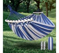 Amaca in cotone con cinghie per alberi, amaca portatile in tessuto con barra in legno curva, borsa da viaggio compatta, ideale per interni, giardino, patio, balcone